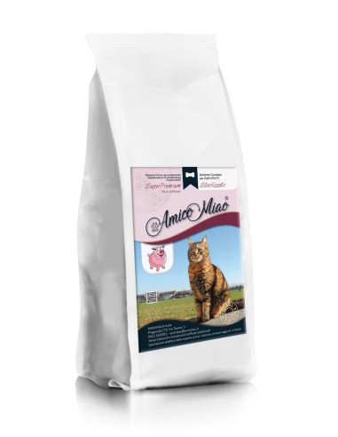 Amico Miao - Crocchette per Gatti Sterilizzati Superpremium Maiale. 15kg